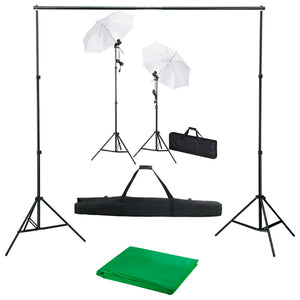 vidaXL Photo Studio Kit with Backdrop, Lights, and Umbrellas