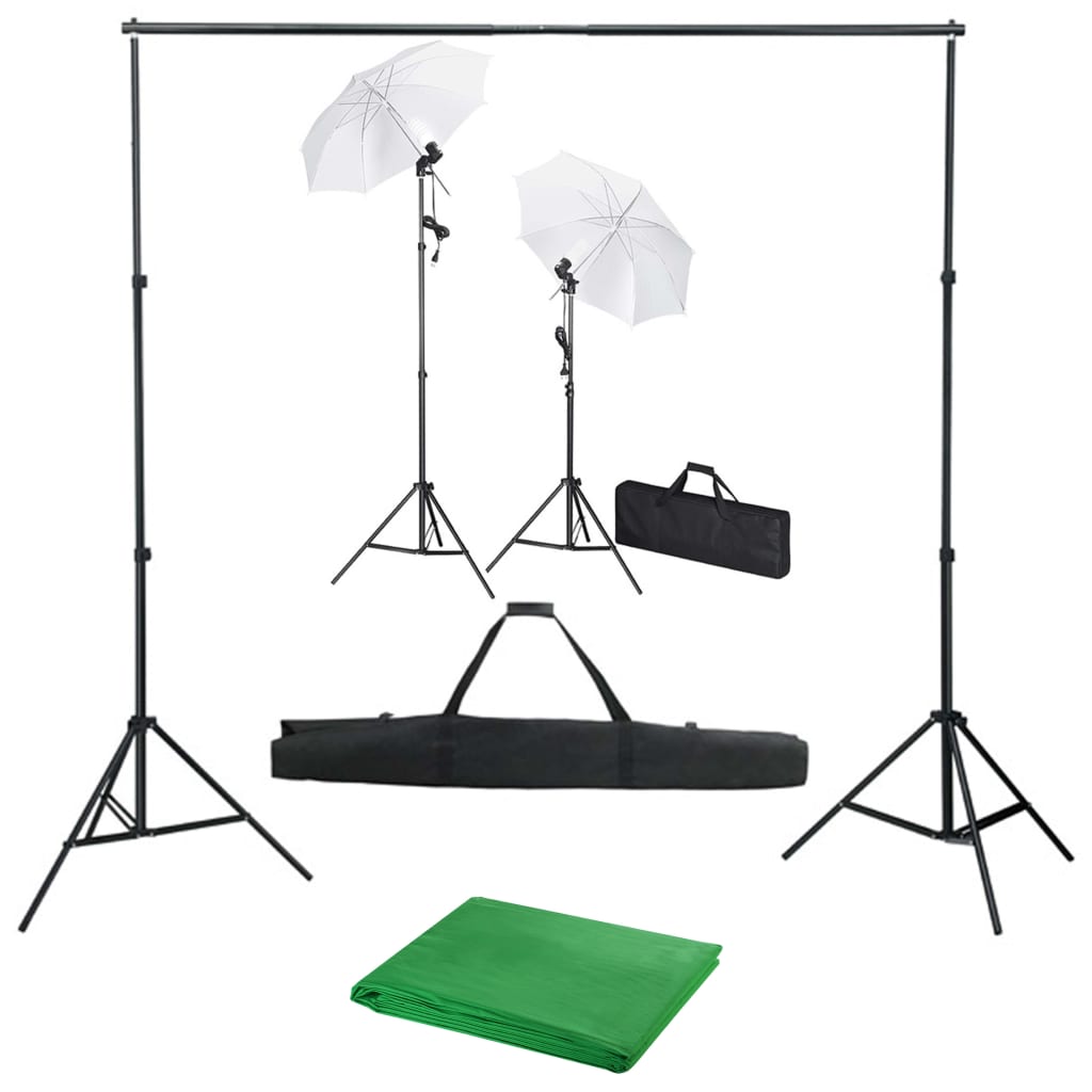 vidaXL Photo Studio Kit with Backdrop, Lights, and Umbrellas