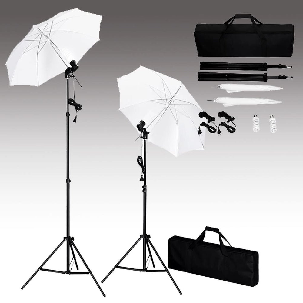 vidaXL Photo Studio Kit with Backdrop, Lights, and Umbrellas