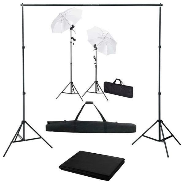 vidaXL Photo Studio Kit with Backdrop, Lights, and Umbrellas