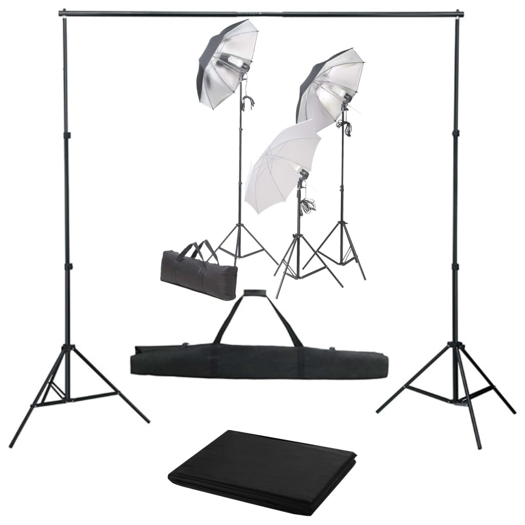 vidaXL Photo Studio Set with Lights and Backdrop System