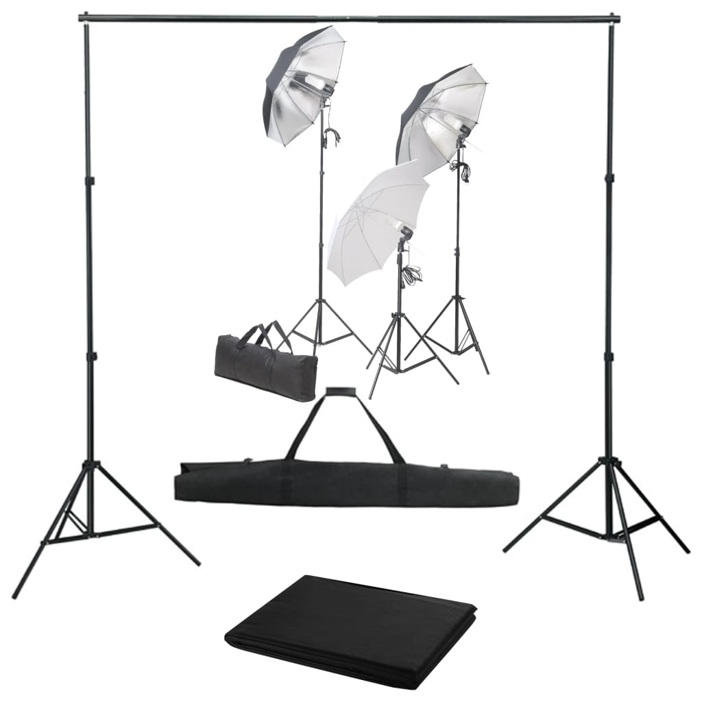 vidaXL Photo Studio Set with Lights and Backdrop System