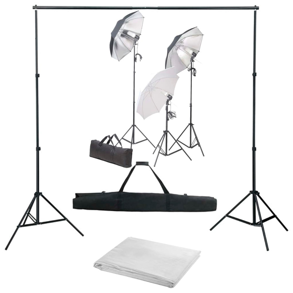 vidaXL Photo Studio Set with Lights and Backdrop System