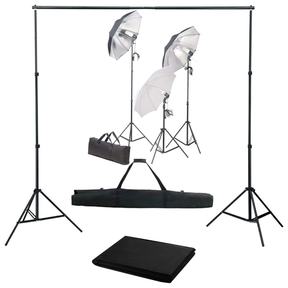vidaXL Photo Studio Set with Lights and Backdrop System