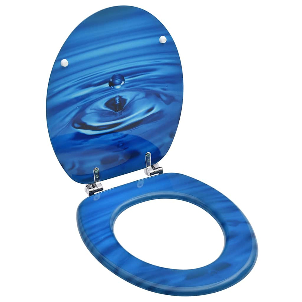 vidaXL Toilet Seat with Lid MDF Blue Water Drop Design
