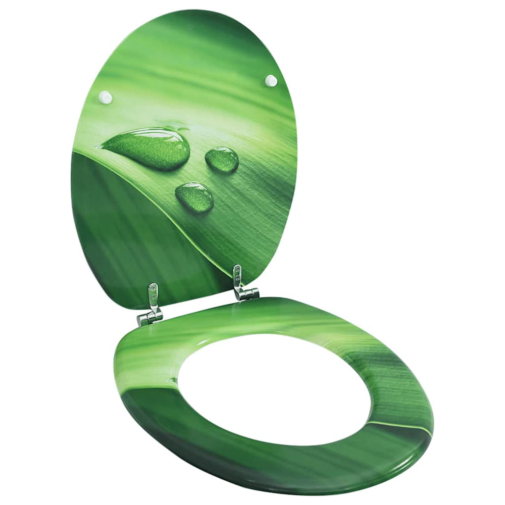 vidaXL Toilet Seat with Lid MDF Green Water Drop Design