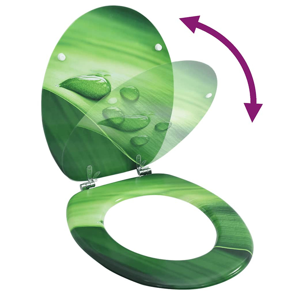 vidaXL Toilet Seat with Lid MDF Green Water Drop Design