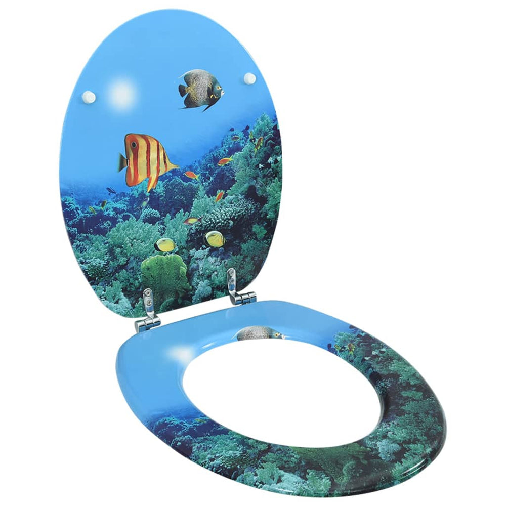 vidaXL Toilet Seat with Lid MDF Deep Sea Design