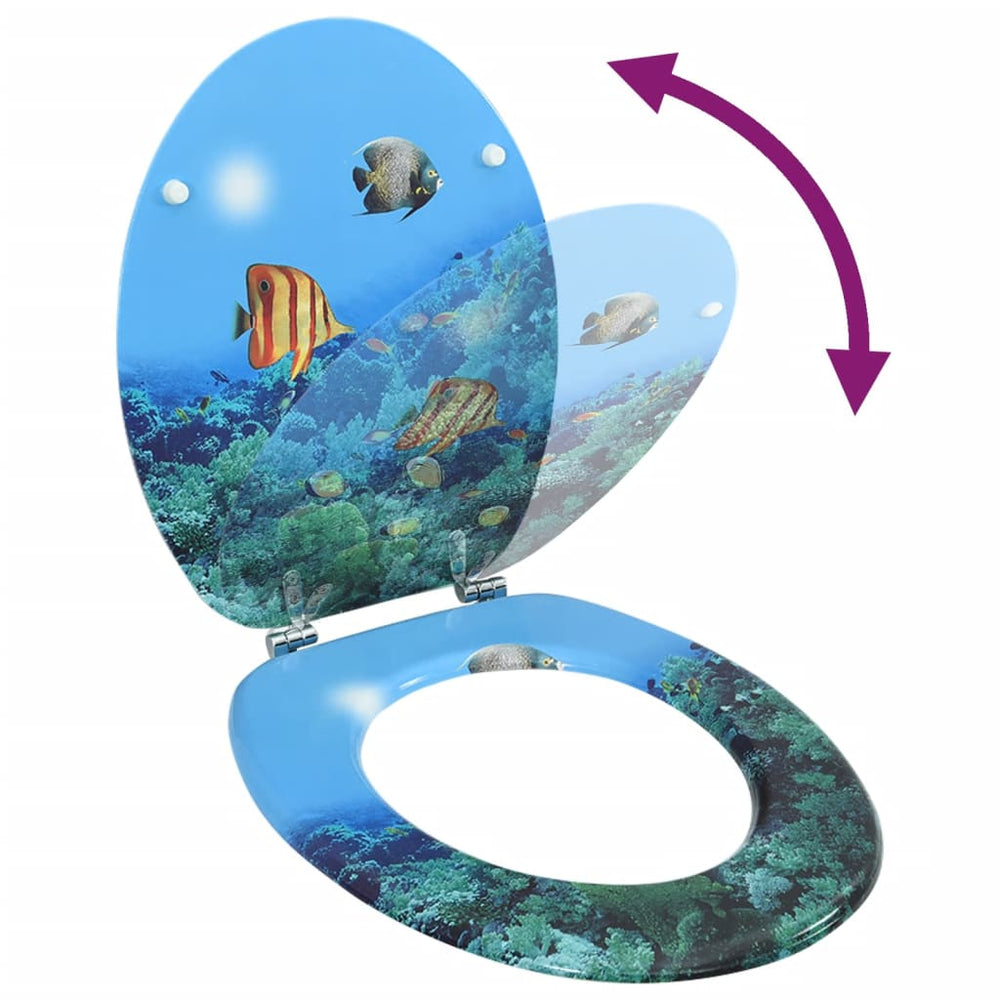 vidaXL Toilet Seat with Lid MDF Deep Sea Design