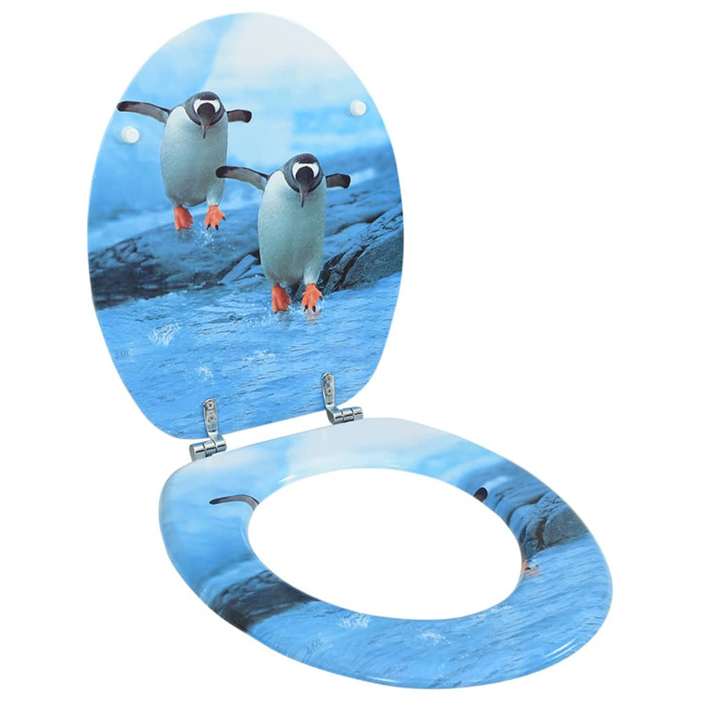 vidaXL Toilet Seat with Lid MDF Penguin Design