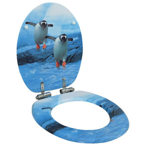 vidaXL Toilet Seat with Soft-Close Lid MDF Penguin Design