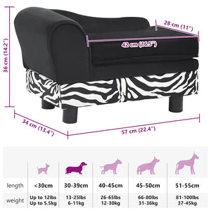 vidaXL Dog Sofa Black 57x34x36 cm Plush