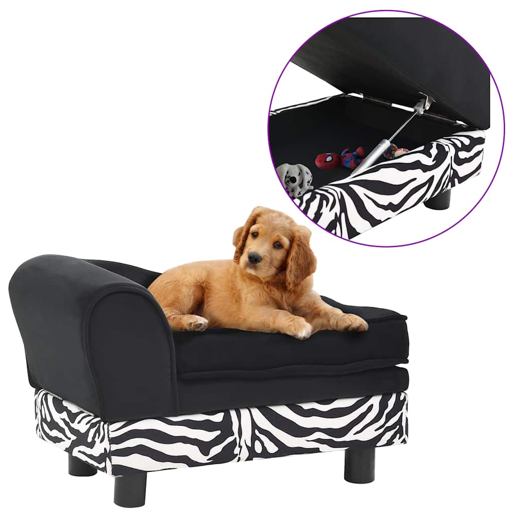 vidaXL Dog Sofa Black 57x34x36 cm Plush