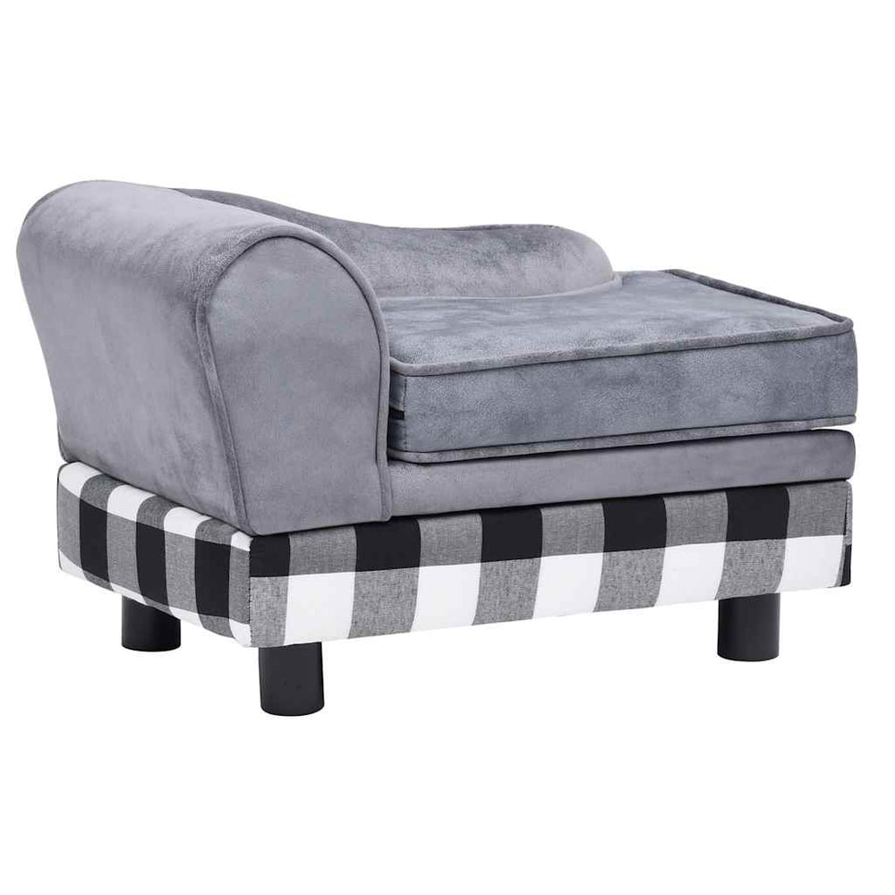 vidaXL Dog Sofa Grey 57x34x36 cm Plush