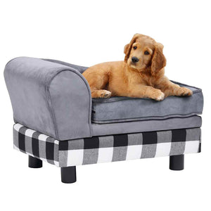 vidaXL Dog Sofa Grey 57x34x36 cm Plush