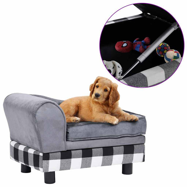 vidaXL Dog Sofa Grey 57x34x36 cm Plush