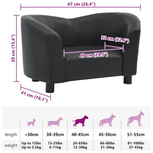 vidaXL Dog Sofa Black 67x41x39 cm Faux Leather