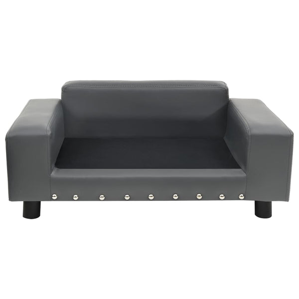 vidaXL Dog Sofa Grey 81x43x31 cm Plush and Faux Leather