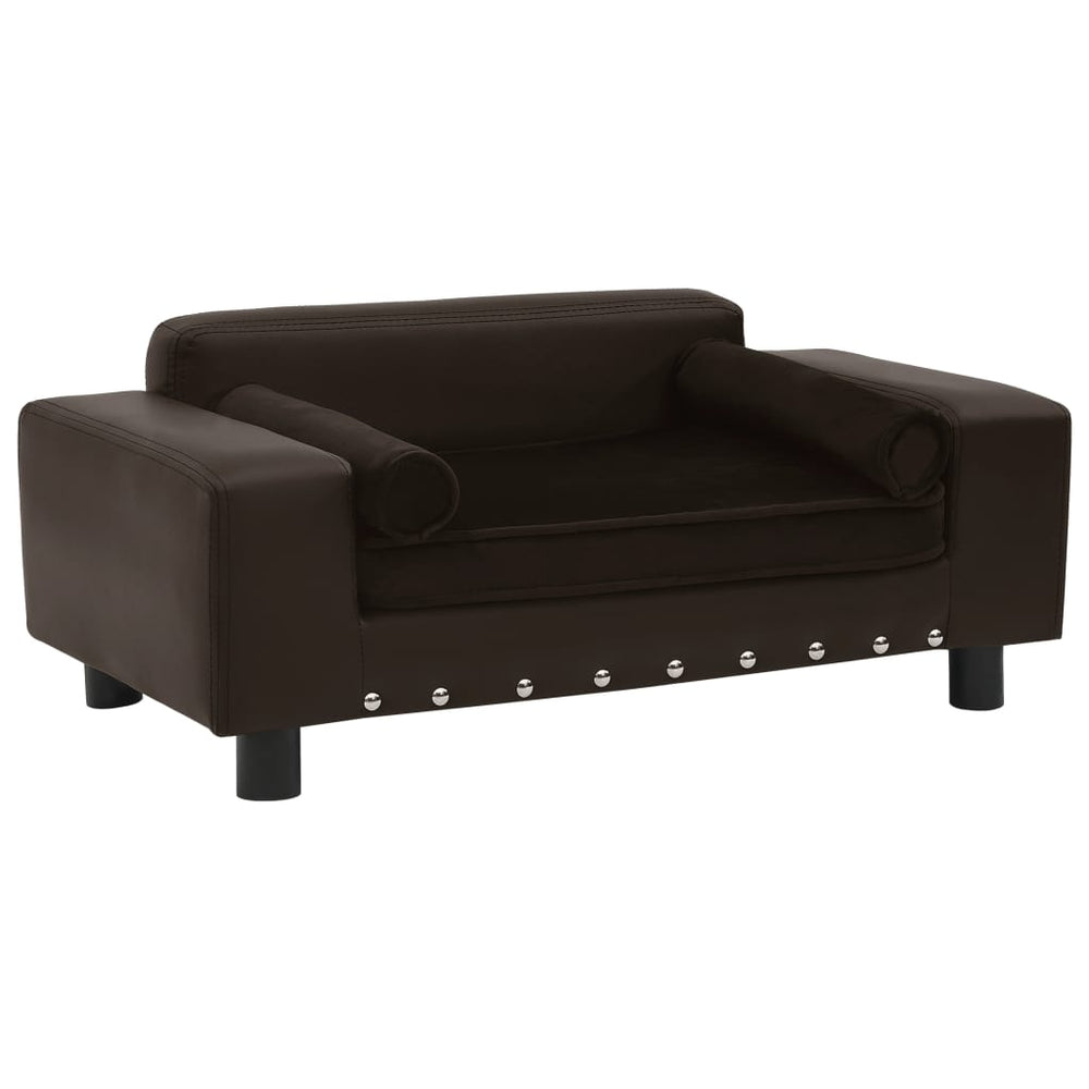 vidaXL Dog Sofa Brown 81x43x31 cm Plush and Faux Leather