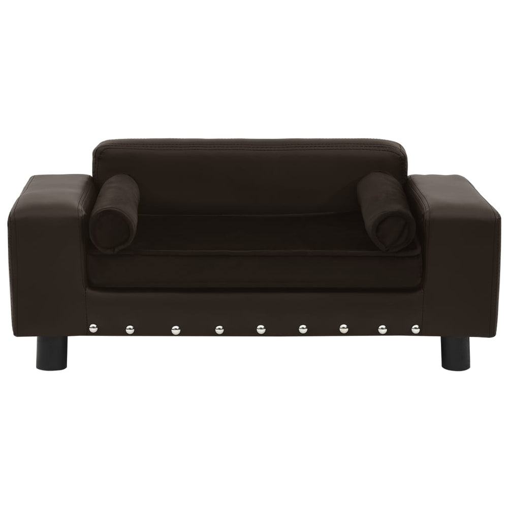 vidaXL Dog Sofa Brown 81x43x31 cm Plush and Faux Leather