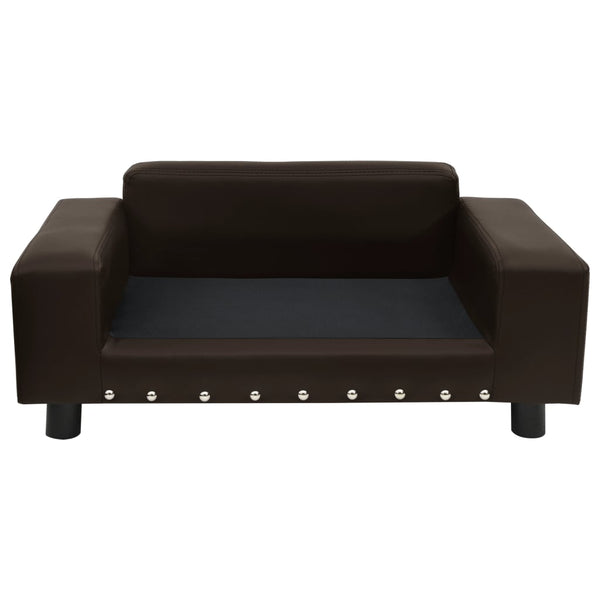 vidaXL Dog Sofa Brown 81x43x31 cm Plush and Faux Leather