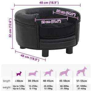 vidaXL Dog Sofa Black 48x48x32 cm Plush and Faux Leather