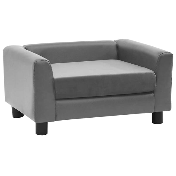 vidaXL Dog Sofa Grey 60x43x30 cm Plush and Faux Leather