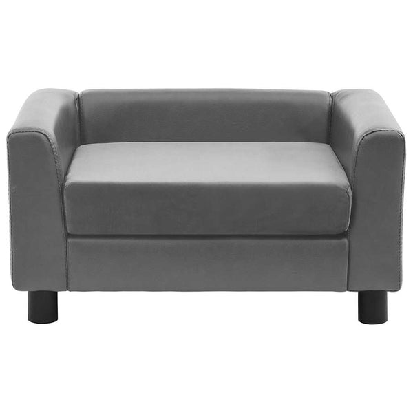 vidaXL Dog Sofa Grey 60x43x30 cm Plush and Faux Leather