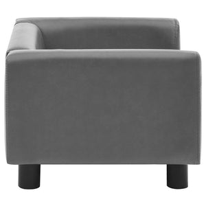 vidaXL Dog Sofa Grey 60x43x30 cm Plush and Faux Leather