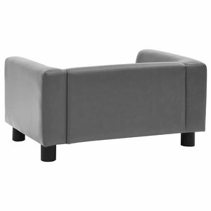 vidaXL Dog Sofa Grey 60x43x30 cm Plush and Faux Leather