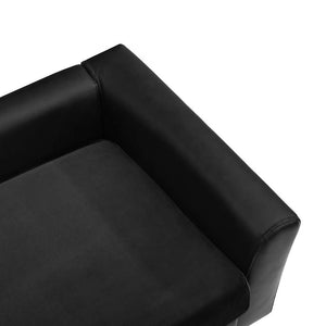 vidaXL Dog Sofa Black 60x43x30 cm Plush and Faux Leather
