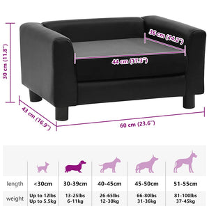 vidaXL Dog Sofa Black 60x43x30 cm Plush and Faux Leather