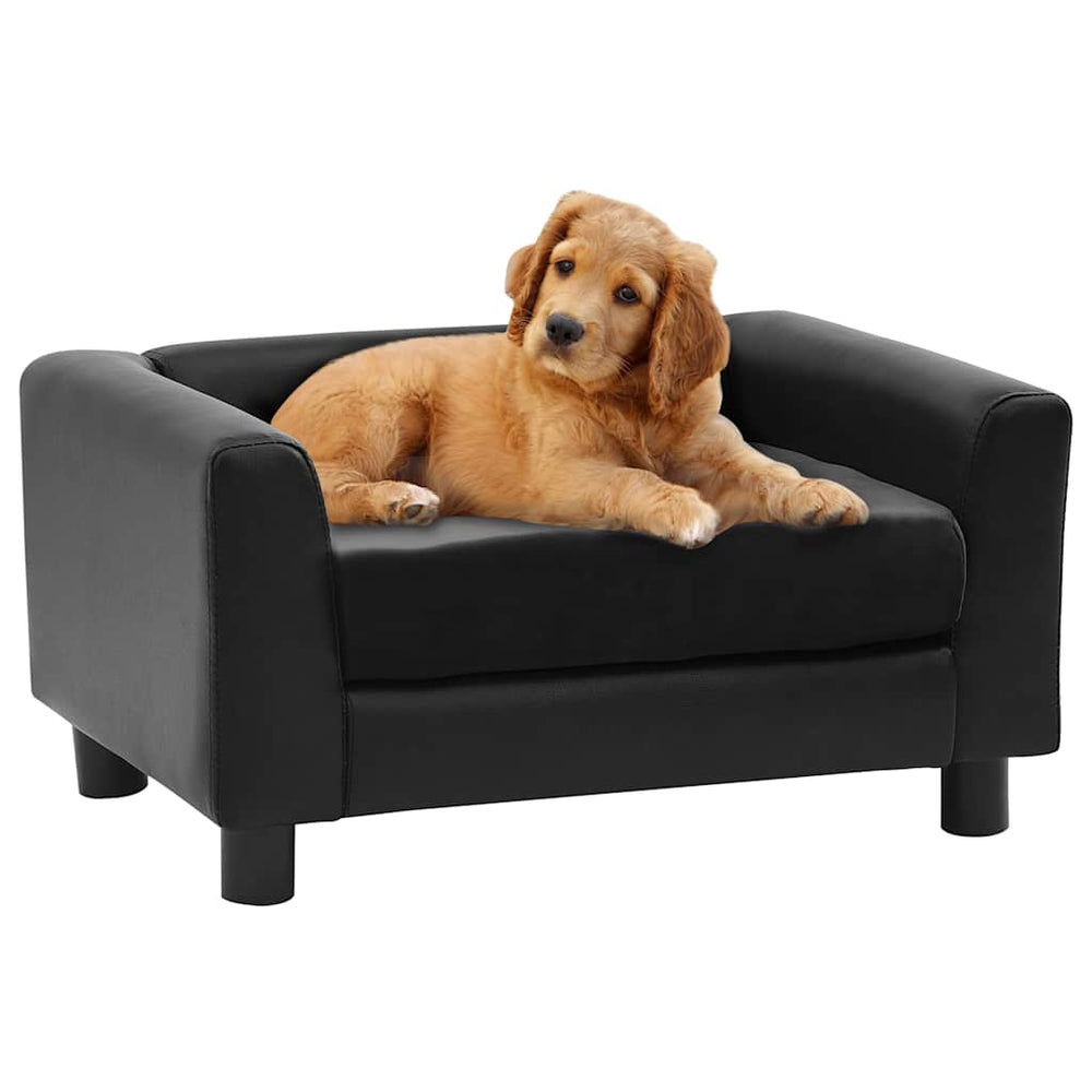 vidaXL Dog Sofa Black 60x43x30 cm Plush and Faux Leather