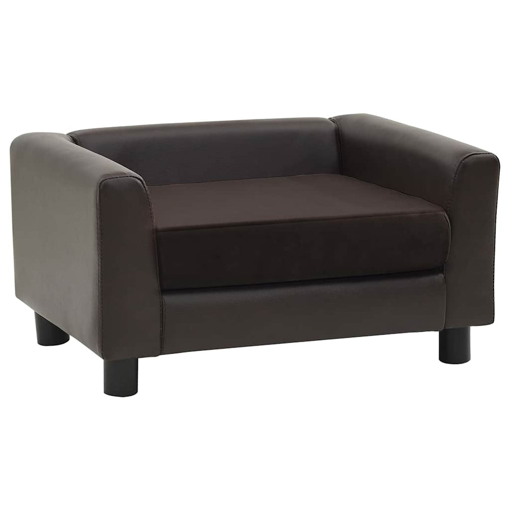 vidaXL Dog Sofa Brown 60x43x30 cm Plush and Faux Leather