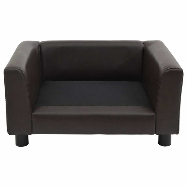 vidaXL Dog Sofa Brown 60x43x30 cm Plush and Faux Leather