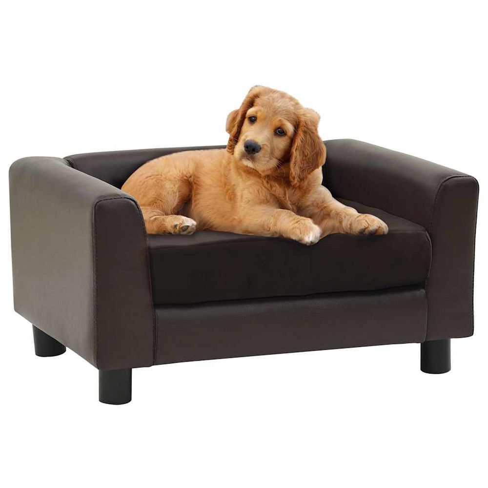 vidaXL Dog Sofa Brown 60x43x30 cm Plush and Faux Leather
