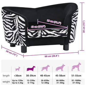 vidaXL Dog Sofa Black 68x38x38 cm Plush