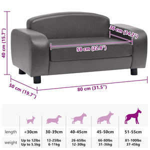 vidaXL Dog Sofa Grey 80x50x40 cm Artificial Leather