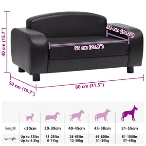 vidaXL Dog Sofa Black 80x50x40 cm Artificial Leather