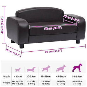 vidaXL Dog Sofa Brown 80x50x40 cm Faux Leather