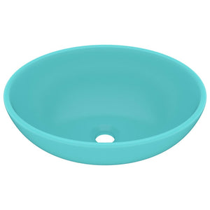 vidaXL Luxury Oval Basin Matt Light Green 40x33 cm Ceramic