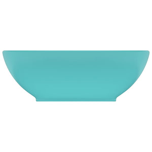 vidaXL Luxury Oval Basin Matt Light Green 40x33 cm Ceramic