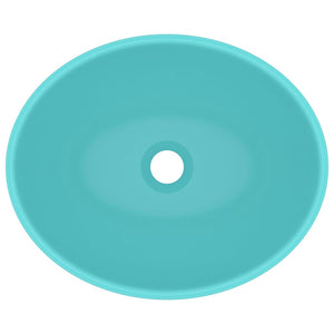 vidaXL Luxury Oval Basin Matt Light Green 40x33 cm Ceramic