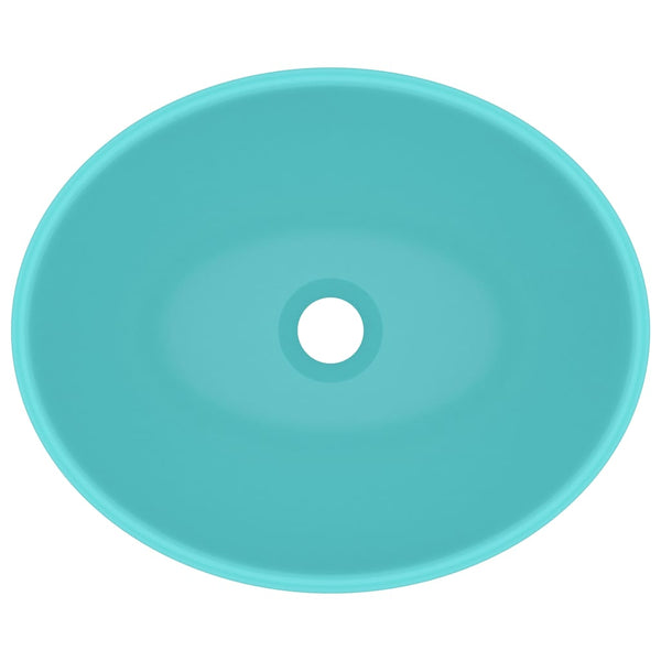 vidaXL Luxury Oval Basin Matt Light Green 40x33 cm Ceramic