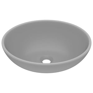 vidaXL Luxury Oval Wash Basin Matt Light Grey 40x33 cm Ceramic