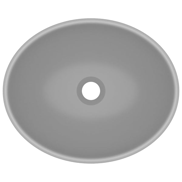 vidaXL Luxury Oval Wash Basin Matt Light Grey 40x33 cm Ceramic