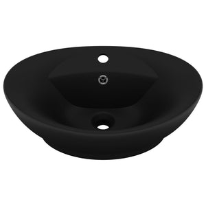 vidaXL Luxury Overflow Basin Matte Black 58.5x39cm Ceramic
