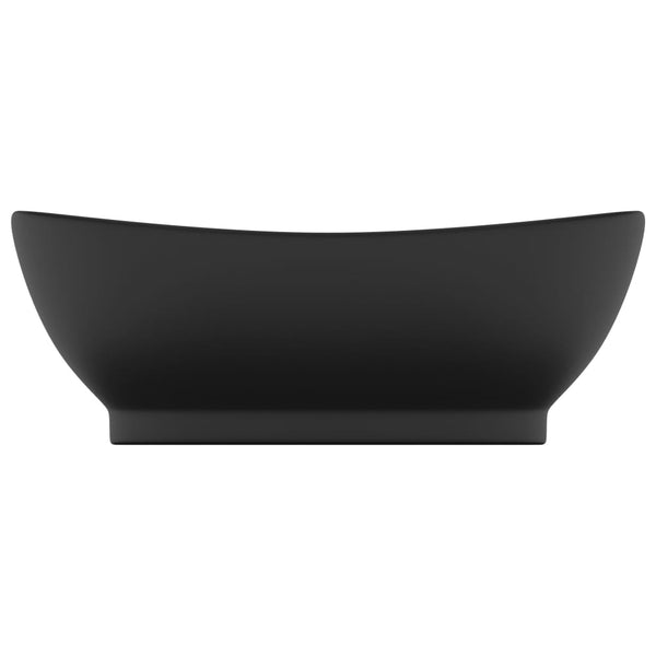 vidaXL Luxury Overflow Basin Matte Black 58.5x39cm Ceramic