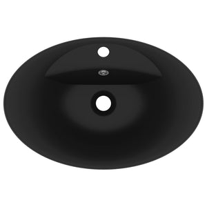 vidaXL Luxury Overflow Basin Matte Black 58.5x39cm Ceramic