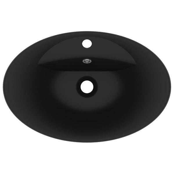 vidaXL Luxury Overflow Basin Matte Black 58.5x39cm Ceramic